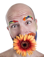 volto con ciglia dipinte e fiore