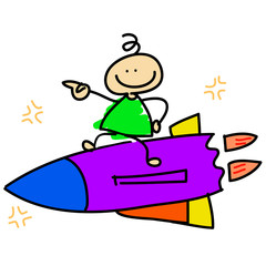cartoon dreamboy riding rocket