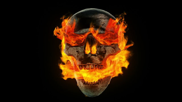 Burning metal skull
