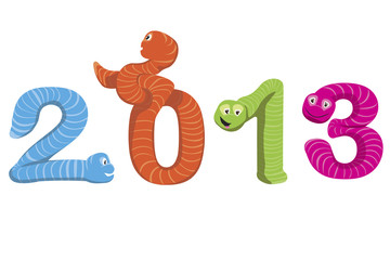 New year 2013 drawn as earthworms