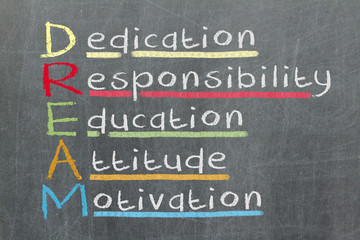 Fototapeta premium Dedication, responsibility, education, attitude, motivation - DR