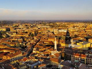 Cremona, view from cathedral tower, Lombardy, Italy