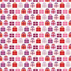 Seamless Pattern Gifts Retro Red/Pink/Purple White