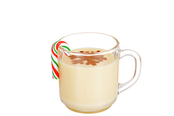 eggnog with a candy cane