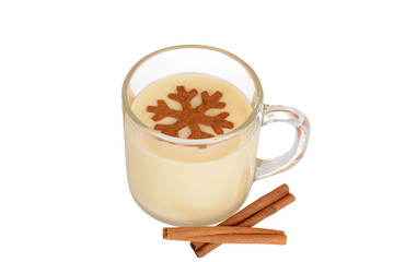 eggnog with cinnamon snowflake