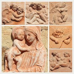 Madonna and child and angels collage