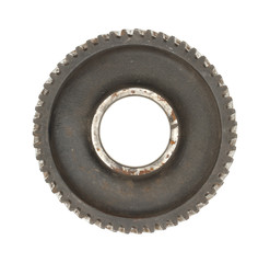 Dirty gear wheel isolated on white background