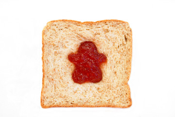 Wheat Bread Slice with boy Isolated on White