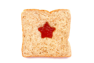 Wheat Bread Slice with star Isolated on White