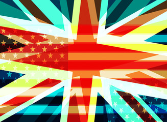 Abstract UK and USA flags