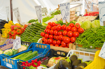 Fruits and vegetables at the market stall