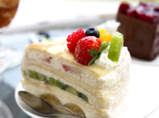 Strawberry cake close up