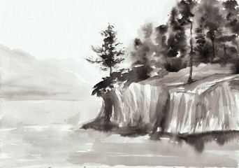 Rocks and lake