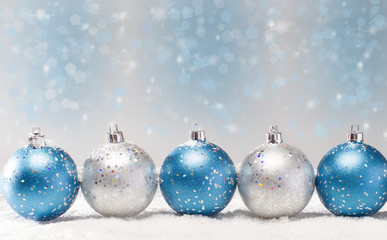 Blue and silver Christmas ornaments