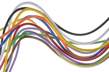 Electric cables isolated on white background