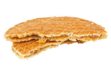 dutch waffles with caramel isolated