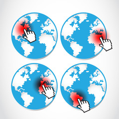 set of pointing global disasters