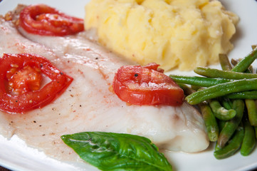 healthy fried tilapia fish with asparagus