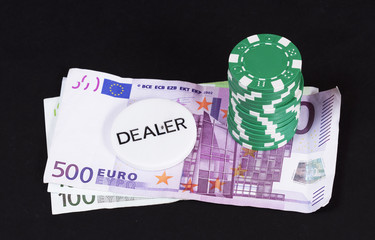 Dealer casino money concept