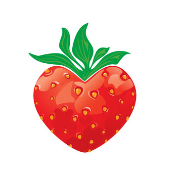 Strawberry heart isolated on white background