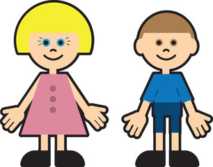 Boy and girl kid cartoon characters