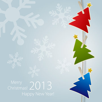 Greeting card with Colours Christmas Tree