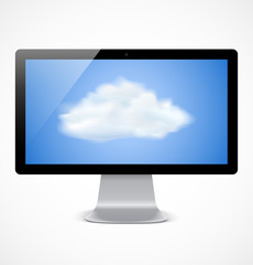 Computer display with cloud icon