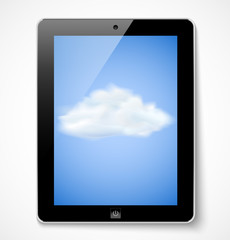 Tablet computer with cloud icon