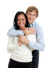 Happy loving couple. Isolated on white.