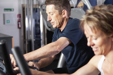Mature couple at fitness centre