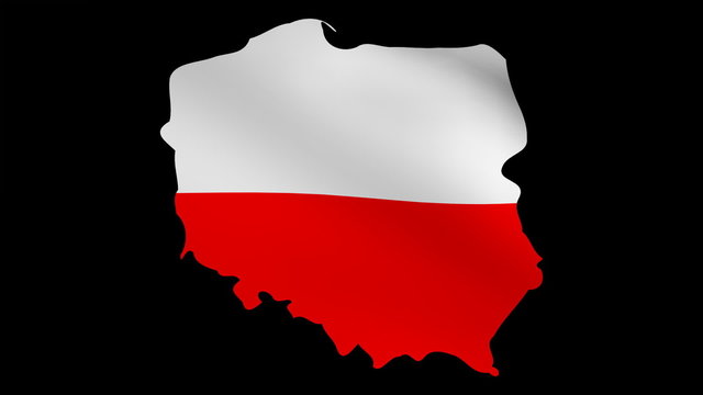 Poland map with rippling flag animation