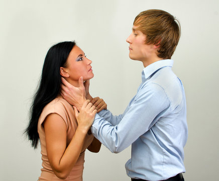 Man slapping a woman depicting domestic violence