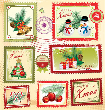 Vintage Christmas post stamps