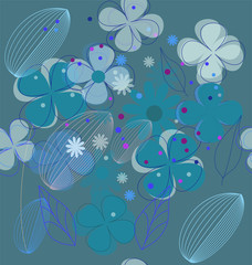 Fototapeta premium Beautiful blue floral season seamless vector