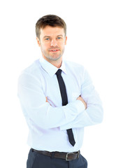 Smiling business man. Isolated over white background