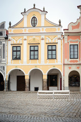 Fototapeta na wymiar Facade of historical houses in Telc, Czech Republic