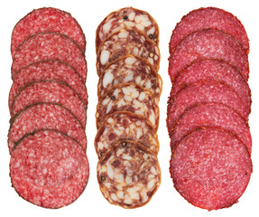 sliced pieces of salami set