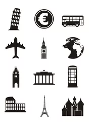 Crédence de cuisine en verre imprimé Doodle icônes de l& 39 europe