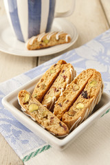 Biscotti  with pistachio and cranberry.