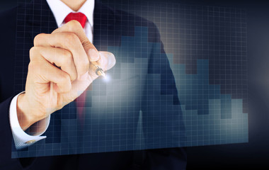 businessmen draw a graph