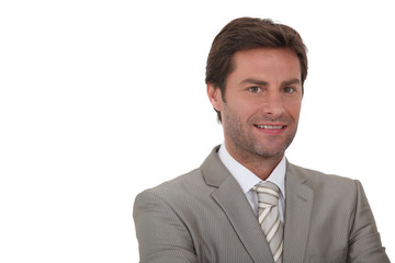 Man wearing grey suit