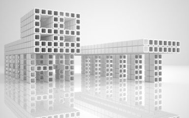 Conceptual modern building made of monochrome glass cubes