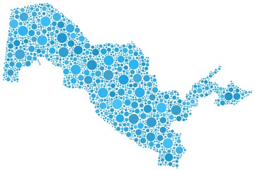 Map of Uzbekistan - Asia - in a mosaic of blue circles