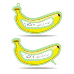 banana speech bubble and price tag vector