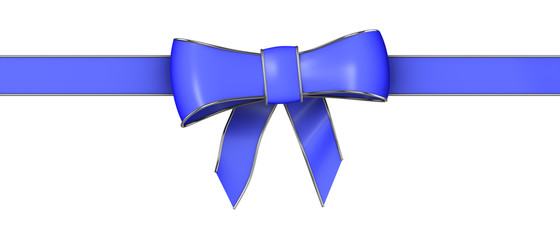 Blue and silver Xmas bow and ribbon