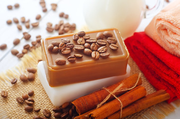coffee soap, soap for spa, coffee and milk
