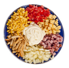 sunshine salad in a bowl on a white background