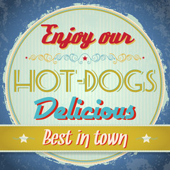 Vintage Hot Dogs Sign - Vector EPS10