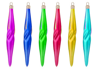 Six colorful Christmas toys