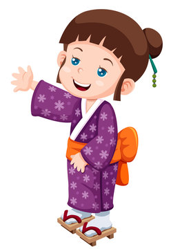 illustration of Cute little japanese girl Vector